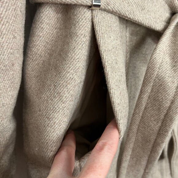 Calvin Klein Wool Blend Belted Trench Coat XXS Oatmeal Tan Single Button - Picture 14 of 14